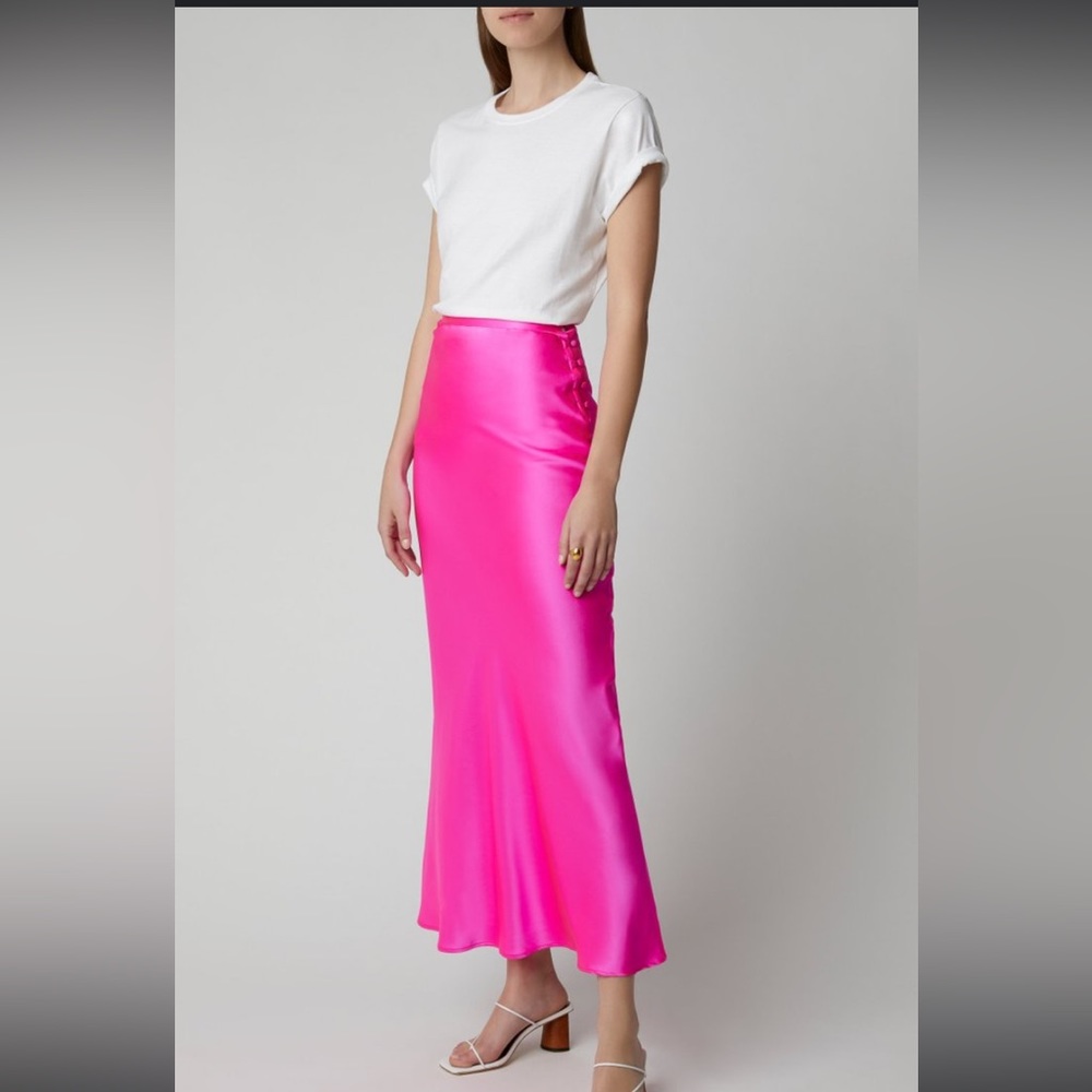 NWT Pink satin maxi skirt by Bernadette size FR36 small Barbiecore